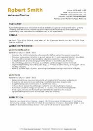 volunteer teacher resume samples