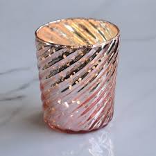 6 Pack Mercury Glass Candle Holder 3 Grace Design Rose Gold Pink For Use With Tea Lights