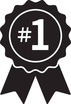 a black ribbon with the number one on it