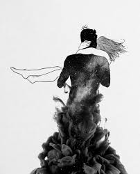 Beautiful Black And White Art Pictures Art Galaxy Love Black White Stars Space Universe Artwork Night Warm Beautiful Artistic Sk Interracial Art Muhammed Salah Illustration Art Drawing