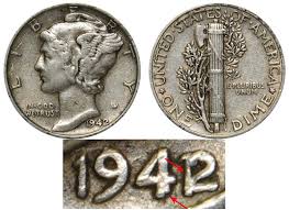 1942 mercury silver dime 42 over 41 coin value prices