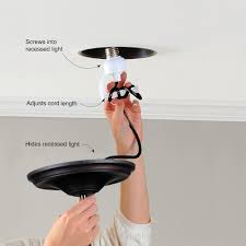 Instant Pendant Recessed Light Conversion Kit Matte Black With Metal Shade Walmart Com Walmart Com