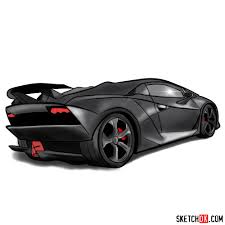 Learn to draw cars in 30 minutes. How To Draw Lamborghini Sesto Elemento Rear View Sketchok Easy Drawing Guides