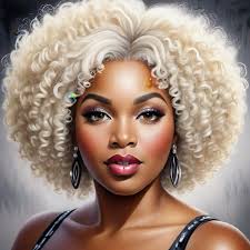 4K glossy oil painting of a beautiful 50 plus years old regal plus-size  caramel skin african american woman sitting in the park,