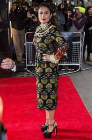 The fashion house said in a statement that the mexican actress' deep maroon hued sheath. Salma Hayek Wears 6 Inch Gucci Platform Pumps For Tale Of Tales Footwear News