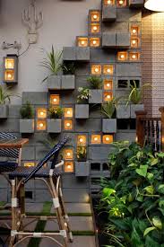 A Concrete Block Planter Wall Was Used To Add Greenery To This Restaurant In 2020 Concrete Blocks Concrete Block Walls Cinder Block Garden