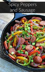 Spicy Peppers And Sausage Quick And Easy Taste This Keto Recipe Kielbasa Recipes Stuffed Peppers Kelbasa Recipes