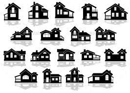 Black Silhouettes Of Houses And Cottages House Silhouette Real Estates Design Black Silhouette