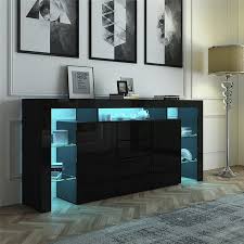 See more ideas about home, home decor, sweet home. Sideboard Buffet Table Storage Cabinet High Gloss Front Cupboard W 2 Doors And 4 Drawers Black Crazy Sales