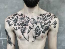 Bird Tattoos For Guys On Chest Healed Chest Tattoo With Birds By Monika Malewska Chest Tattoo Flowers Birds Tattoo Chest Tattoo
