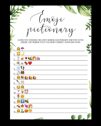 Emoji pictionary bridal shower game free printable. Bridal Shower Emoji Pictionary Botanical Theme Re1