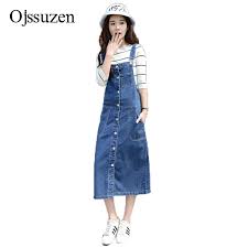 Us 26 22 22 Off Salopette Femme En Jean Women Summer Overalls Dress Jeans Single Breasted Long Denim Sundress Loose Plus Size Womens Overalls In