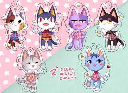 Animal Crossing Cat Villager 2 Inch Clear Acrylic Charms Keychains Purrl Lolly Rover Rosi Animal Crossing Cats Bob Animal Crossing Animal Crossing Characters