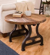 Birmingham Round End Table In Reclaimed Wood And Metal Accent Tables Indoor Furniture Indoor Living Plowhearth Wood Patio Table End Tables Metal Accent Table