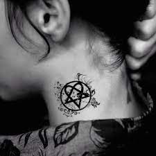 Heartagram Flower Pattern Temporary Tattoo Him Band Logo Tattoo Sticker Neck Waterproof Removable Transfer Stick On Tattoos Flower Patterns Tattoo Stickers