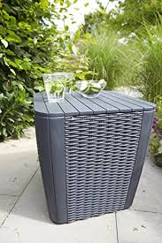 Expand your garden set with this handy table and storage cabinet in one. Allibert By Keter Luzon Outdoor Garden Storage Box Graphite Search Furniture