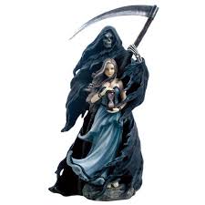 Veronese Design Wu75146va Figure Hooded Grim Reaper And Beautiful Woman Witch In Blue Gown Fantasy Figurine Female Grim Reaper Reaper Statue