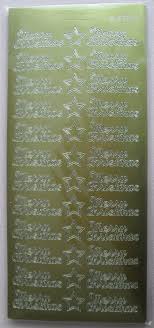 Thank you stickers, gold or silver foiled paper peel off embellishment for cards, 33 per sheet. Merry Christmas Peel Offs Gold For Crafts Card Making