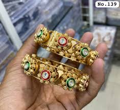 Gold Plated Rajwadi Kada / Meenakari Kundan Kada /Rajasthani bridal bangle