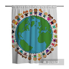 Shop wayfair for all the best kids shower curtains. Cartoon Earth With Kids Shower Curtain Pixers We Live To Change