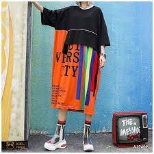 oversize style sharp 嘅idea 鬆身撞色大tee連身裙鬆身字母棉混紡撞色大tee連身裙型號 a19409 hk 218 包郵產品詳情