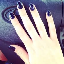 Oval Short Black Almond Shaped Nails Oval Nails Navy Blue Oval Nails Navy Blue Nails Blue Acrylic Nails