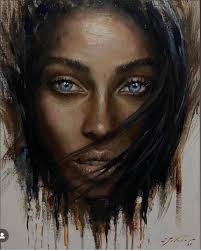 Blue eyes oil painting