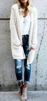 Winter Outfits Knitted White Cardigan Fall Fashion Coats Fashion Outwear Women