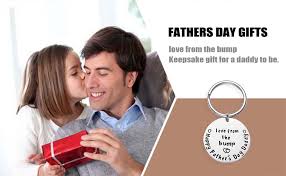 A chance to save $2.99. Amazon Com Love From The Bump Happy Father S Day Gift Daddy To Be Gift Keychain Keyring Stainless Steel Keychain Clothing