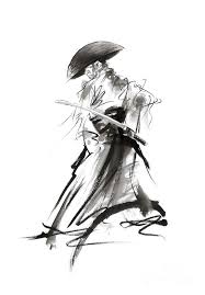 Ronin By Mariusz Szmerdt Japanese Ink Painting Samurai Artwork Sumi E Painting