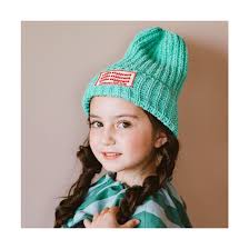 ワッペンデザインニット帽 （ブルー）