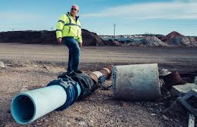 Michael DeClercq, superintendent of water and waste water for the City of  Gallup, shows a pipe that was excavated from a street in the city due to  early deterioration from an increase