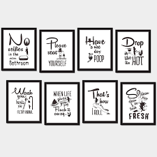 Bathroom art, black white wall art, bathroom sign, bathroom wall decor, black and white print, minimalist prints, long showers & loud music sparkshouse 5 out of 5 stars (2,269) sale price $11.75 $ 11.75 $ 19.58 original price $19.58 (40% off. 8x Bathroom Art Picture Quotes Wall Decor Accessories Laminated And Flat Pack Each Measures 10 X 8 Buy Online In Belize At Belize Desertcart Com Productid 124667106
