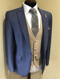 Slim Fit Airforce Blue Lounge Anzug Buff Beige Weste Sommerhochzeitsanzug Brautigamanzug Brau Summer Wedding Suits Blue Suit Wedding Best Wedding Suits