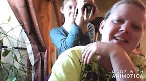 Mom and daughter making a serious video