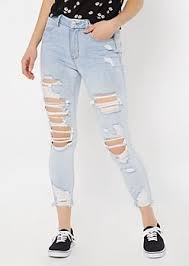 Light Wash High Waisted Distressed Curvy Jeggings In 2020 Cute Ripped Jeans Light Blue Ripped Jeans Womens Ripped Jeans