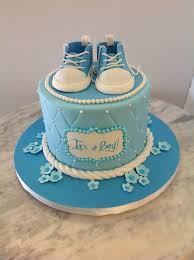 Calumet bakery baby minnie edible on onsie cake. Cute Baby Boy Sneaker Cake Baby Shower Cakes Baby Boy Sneakers Shower Cakes