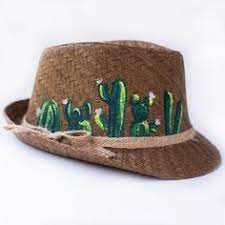 Hand Painted Straw Hat Hand Painted Panama Hat Cactus Fedora Hat Woman Summer Accessories Hand Painted Cactus Panama Hat Hiking Hat Summer Accessories Straw Hat Hats