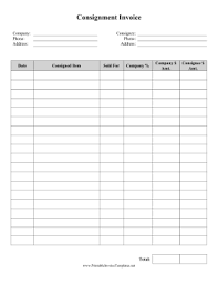 This Printable Invoice Determines Payment For A Consignee After The Consignor Has Taken A Percentage Free To D Consignment Invoice Template Cleaning Household