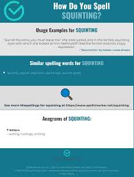 Correct Spelling For Squinting Infographic Spellchecker Net