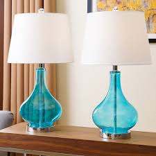 Abbyson Living Luciana Turquoise Glass Table Lamp Set Of 2 Turquoise Table Lamp Table Lamp Glass Table Lamp