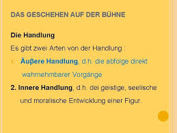 Ein tafelbild, das den unterschied zwischen innerer und äußerer handlung darstellt. Dramentexte Analysieren Menganalisa Text Drama Drama Ist Nach