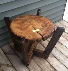 Log Slab Side Table Or Coffee Table With A By Wolfcreekcarpentry 160 00 Rustic Coffee Tables Rustic Side Table Wood Diy