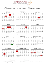 Tienes la opción de descargar la versión del calendario de madrid en pdf o jpg para imprimir o añadir el calendario laboral de madrid de en tu página web o blog. Calendario Laboral Bizkaia 2021 Pdf Calendario 2021 Calendario 2021 100 Plantillas Para Calendario Laboral Oficial 2021 Publicado En El Boe