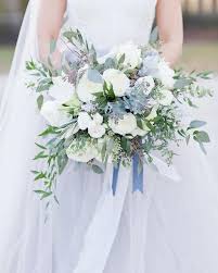Dusty blue is a very popular color for weddings in recent years. Dusty Blue And Grey Wedding Bouquet Emmalovesweddings