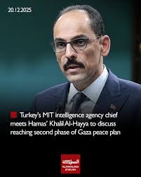 A Hamas delegation led by Khalil al-Hayya met in Istanbul with İbrahim  Kalın, head of Turkey's intelligence service. According to Hamas, talks  covered implementing the Gaza ceasefire, reopening crossings,  reconstruction, and its
