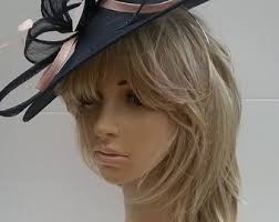 Navy & Candy Pink Fascinator..stunning Shaped Sinamay Fascinator Hat