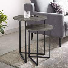 Shop for nesting tables online at target. Welwick Designs Slate Grey Black 2 Piece Round Nesting End Tables Hd8130 The Home Depot