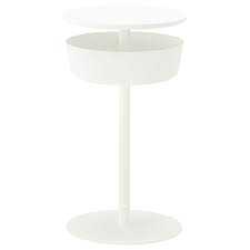 Ikea bedside table features unplanned cord management. Lierskogen White Bedside Table Ikea