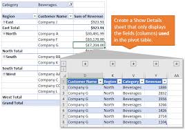 Only Display Used Fields On Pivot Table Show Details Sheet